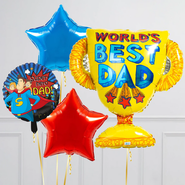 World's Best Dad Superhero Supershape Set Foil Balloon Bouquet