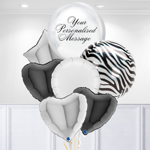 Premium Zebra Pattern Orb Balloon Bouquet