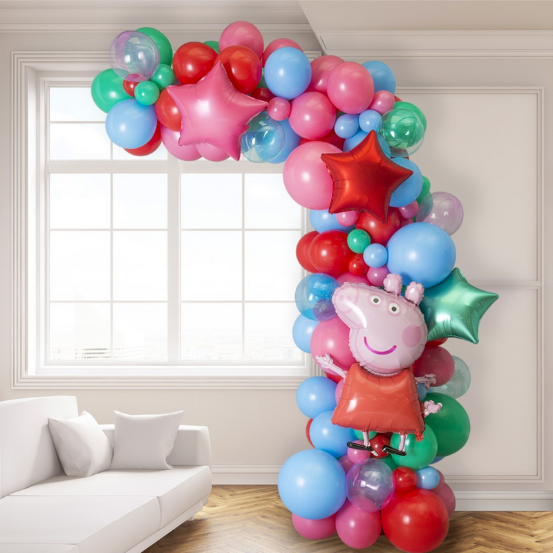 Peppa Pig Party Asymmetric Balloon Arch