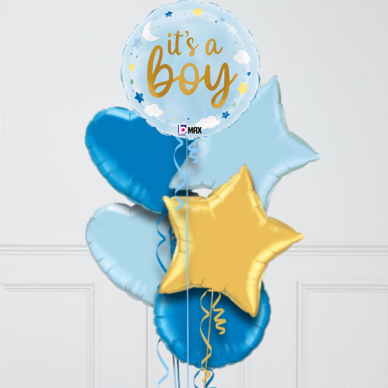 It's A Boy Stars & Clouds Foil Balloon Bouquet