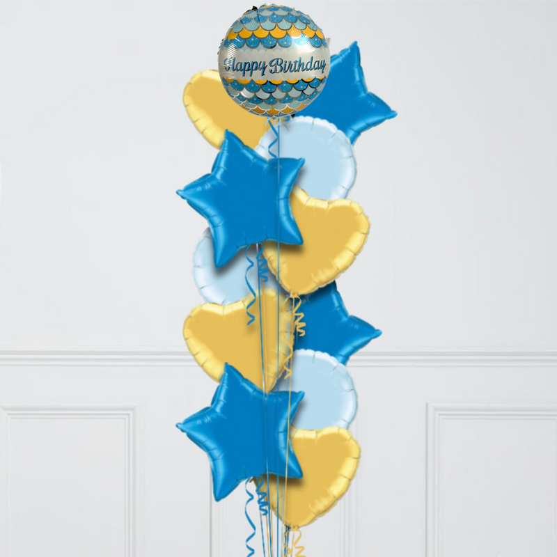 Blue Little Banners Happy Birthday Foil Balloon Bouquet