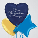 Heart Satin Blue Navy Personalised Balloon Bouquet