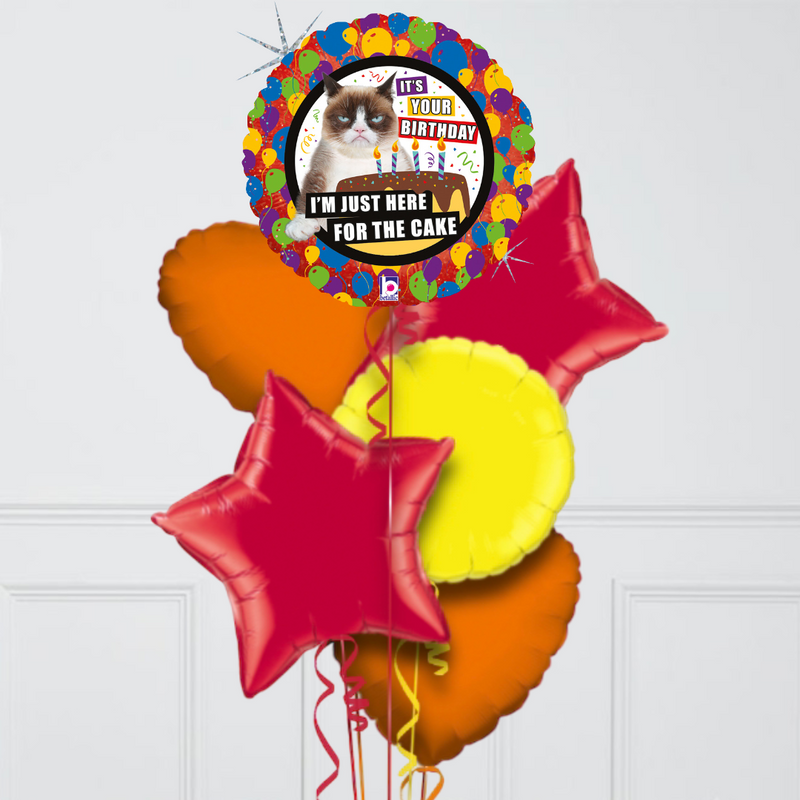 Grumpy Cat Cake Birthday Foil Balloon Bouquet
