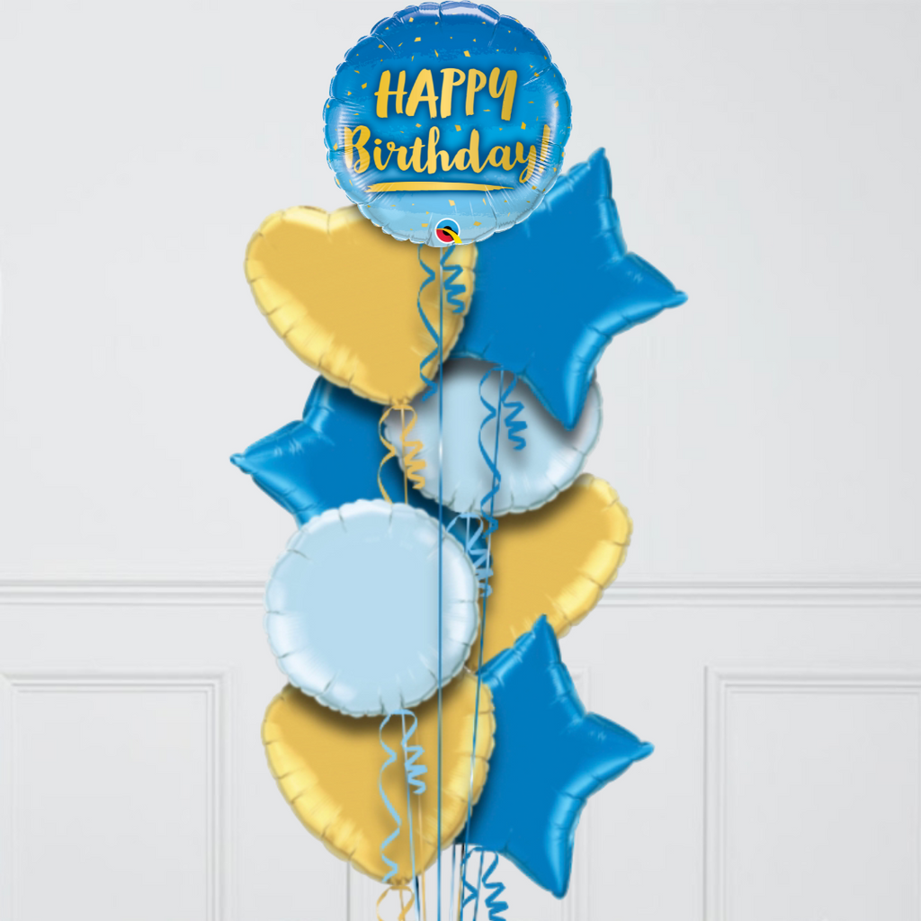 Happy Birthday Blue Stars Inflated Balloons | Balloonfactory.ae ...