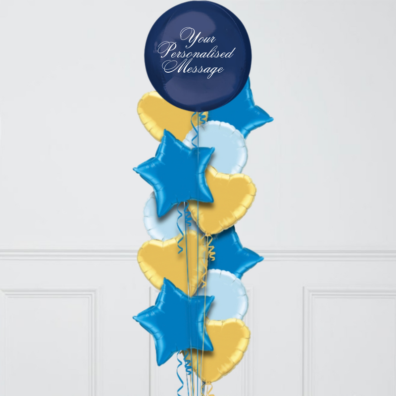 Navy Blue Orb Personalised Balloon Bouquet