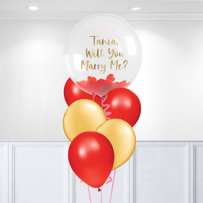 Gold & Red Latex Confetti Bubble Personalised Bunch