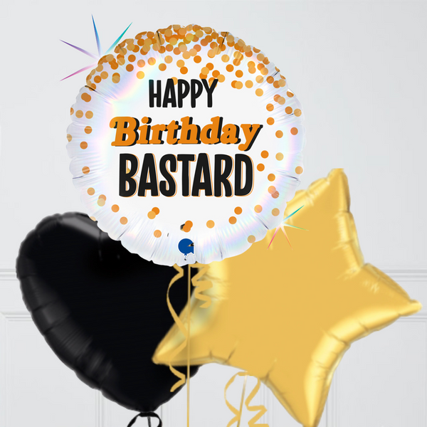 Happy Birthday Bastard Inflated Foil Balloon Bunch