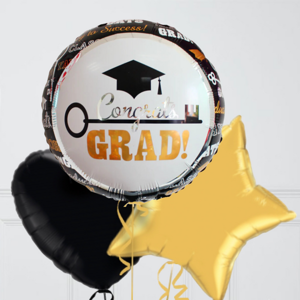graduation black and gold balloons Dubai delivery 