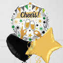 Champagne Cheers Stars Inflated Foil Balloon Bunch