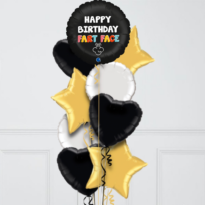 Happy Birthday Fart Face Foil Balloon Bouquet