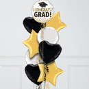 Black & Gold Congrats Grad Foil Balloon Bouquet