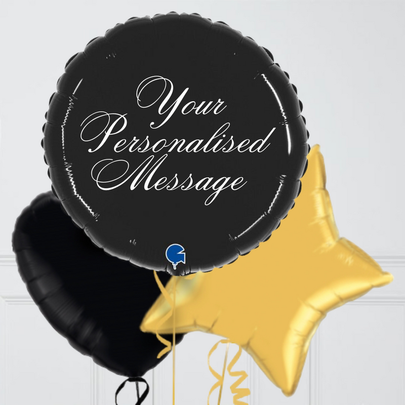 Round Black Personalised Balloon Bouquet