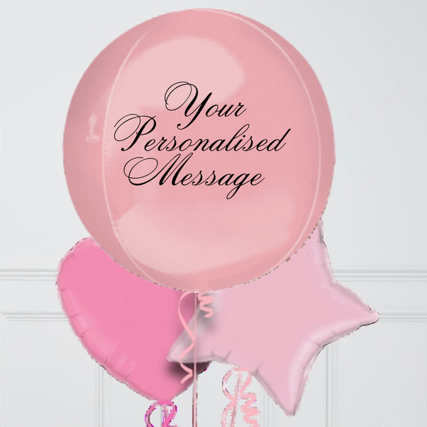 Personalised Pink Orb Inflated Foil Balloon Bunch