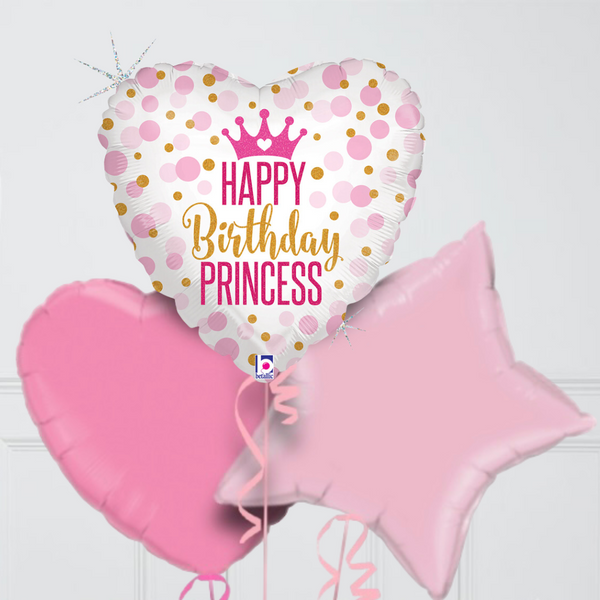 Glitter Birthday Princess Foil Balloon Bouquet