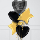 Personalised Black Heart Inflated Foil Balloon Bunch