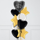 Personalised Black Heart Inflated Foil Balloon Bunch