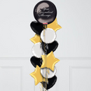 Personalised Black Orb Inflated Foil Balloon Bunch