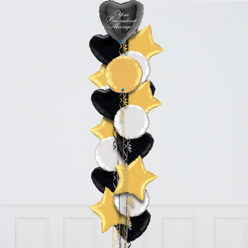 Heart Black Personalised Balloon Bouquet