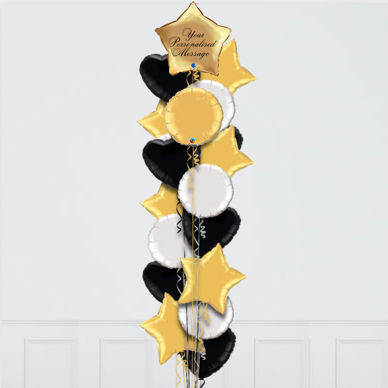 Star Platinum Gold & Black Personalised Balloon Bouquet