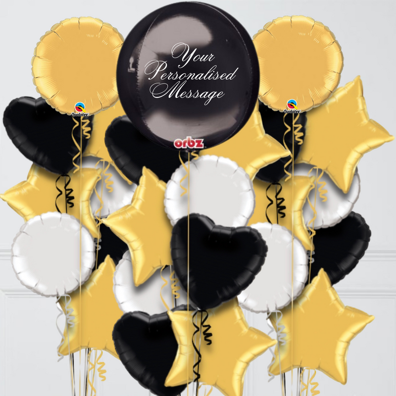 Black Orb Personalised Balloon Bouquet