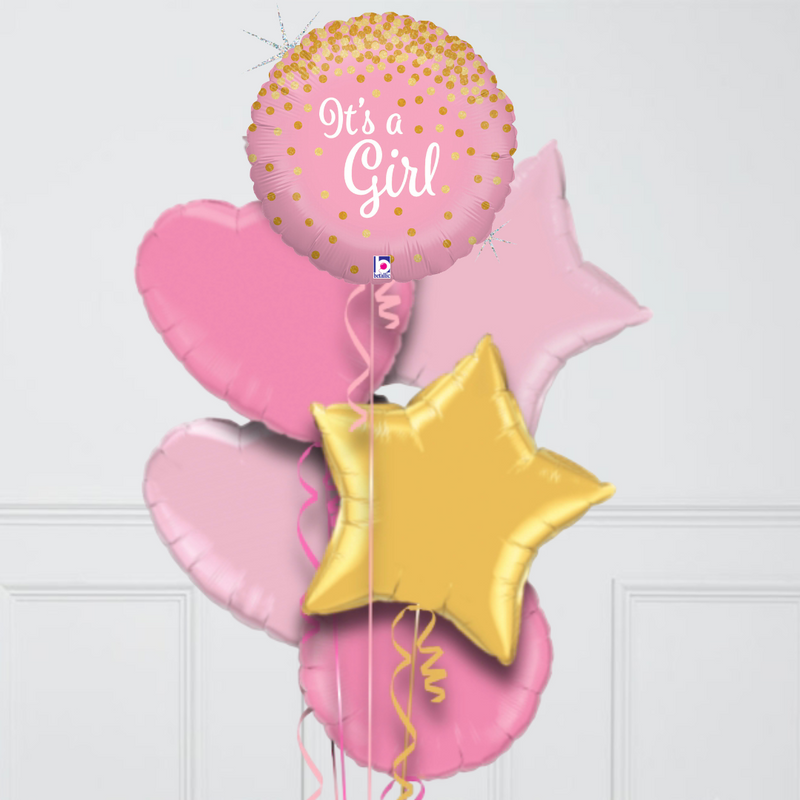 Glittering It's A Girl Foil Balloon Bouquet