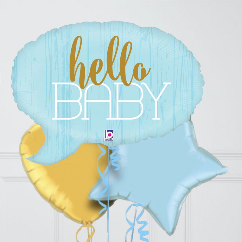 hello baby blue foil balloons delivery