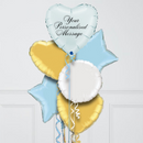 Heart Satin Pastel Blue Personalised Balloon Bouquet