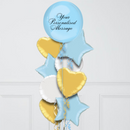 Pale Blue & Gold Orb Personalised Balloon Bouquet