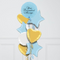 Round Blue & Gold Personalised Balloon Bouquet