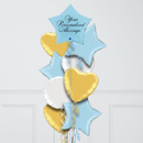 Personalised Blue & Gold Star Inflated Foil Balloon Bunch