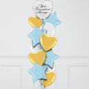 Personalised White & Blue Heart Inflated Foil Balloon Bunch