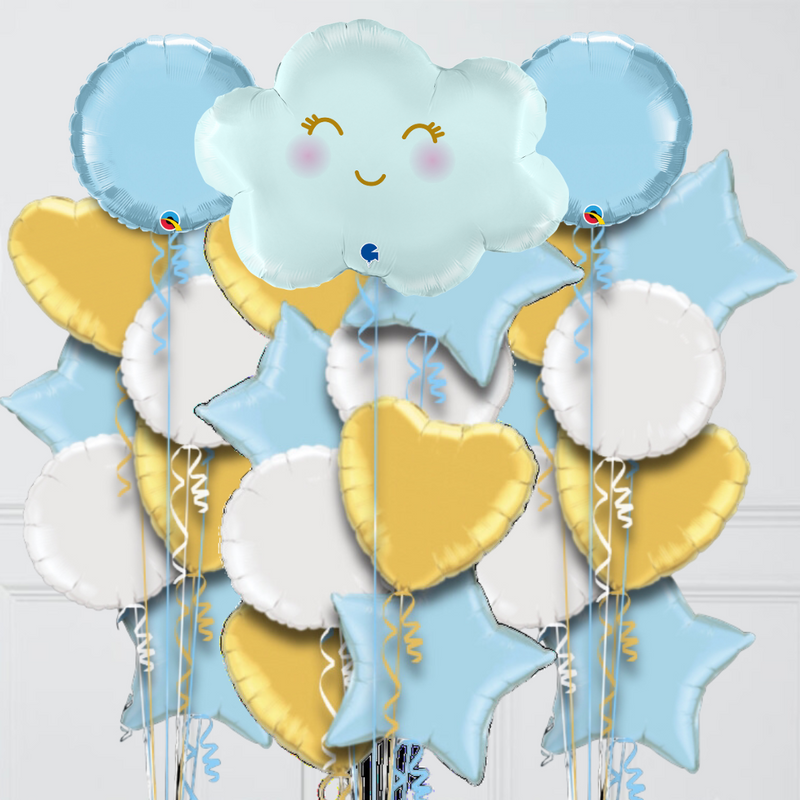 blue cloud welcome baby balloons delivery