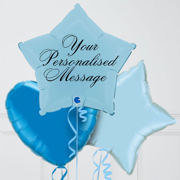 Personalised Matte Blue Star Inflated Foil Balloon Bunch