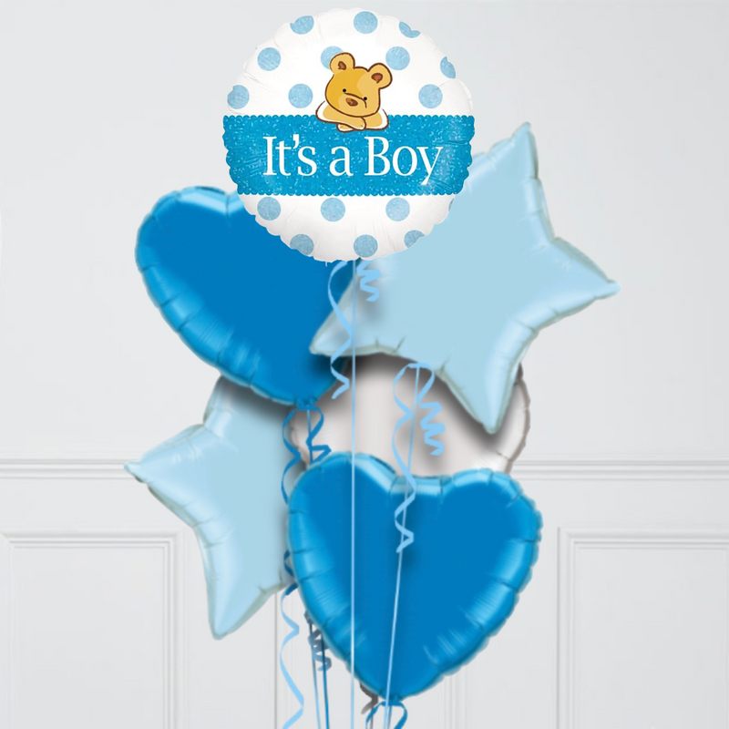 it's a boy blue teddy bear foil balloons delivery