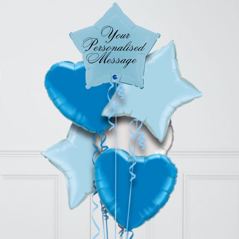 Star Matte Blue Personalised Balloon Bouquet