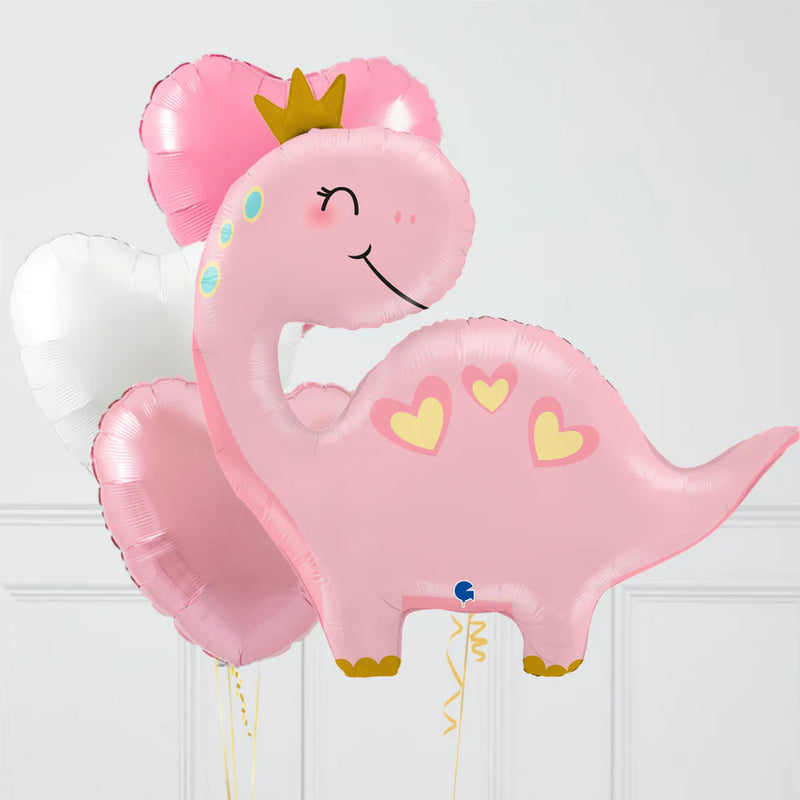 Pink Dinosaur Supershape Set Foil Balloon Bouquet