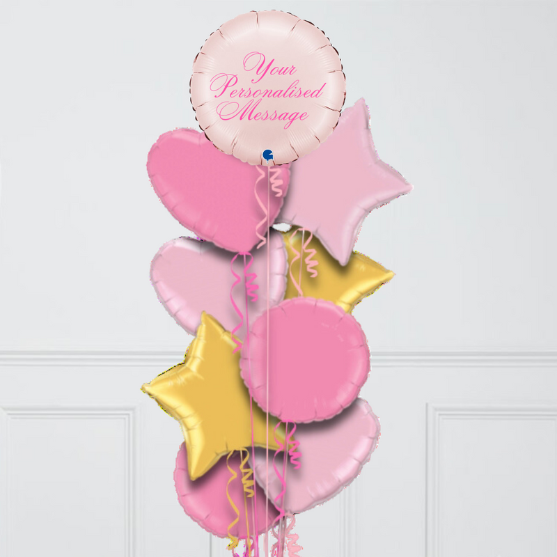 Round Pastel Pink Personalised Balloon Bouquet Set