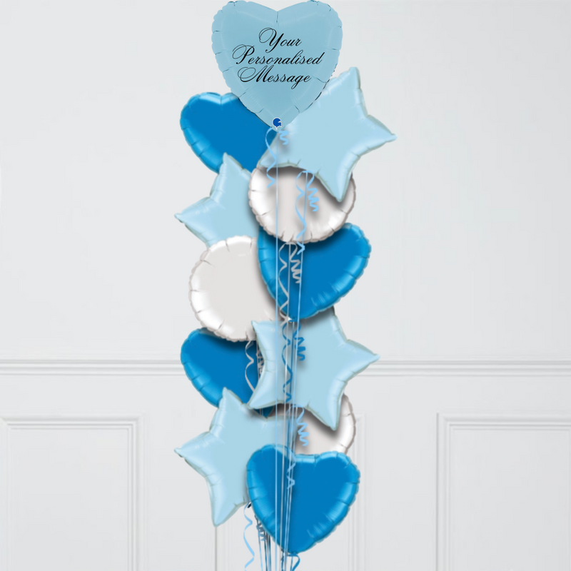 Heart Matte Blue Personalised Balloon Bouquet