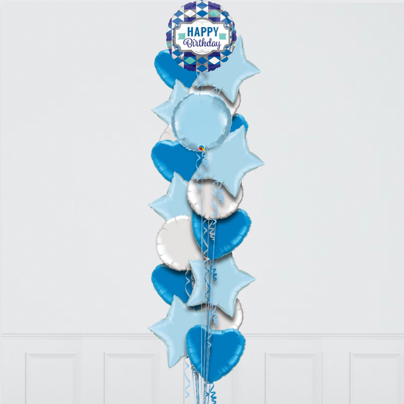blue and white happy birthday foil balloons delivery uae