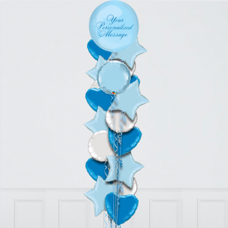 Pale Blue Orb Personalised Balloon Bouquet