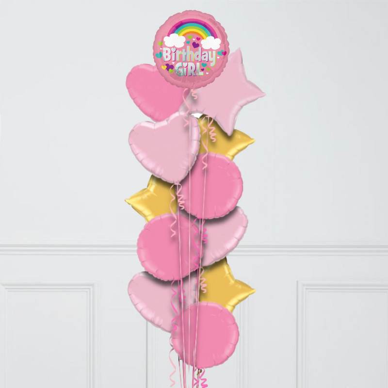 birthday girl rainbow pink foil balloons