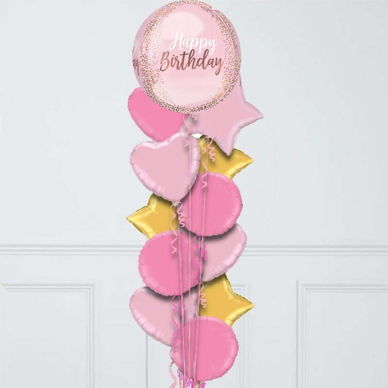 Blush Birthday Orb Balloon Bouquet