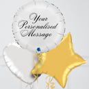 Round White & Gold Personalised Balloon Bouquet