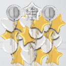 Personalised Silver & Gold Star Inflated Foil Balloon Bunch