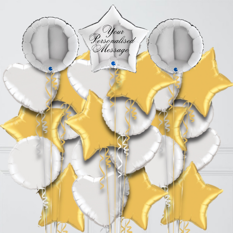 Star Silver & Gold Personalised Balloon Bouquet