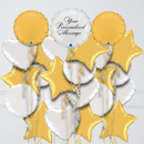 Round White & Gold Personalised Balloon Bouquet