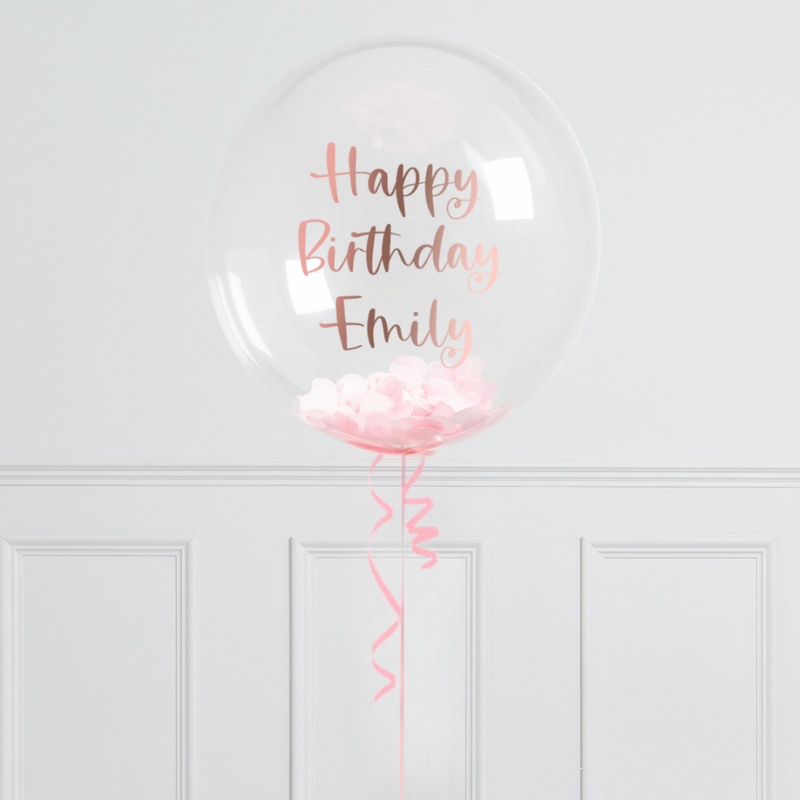Pale Pink Confetti Bubble Personalised Balloon