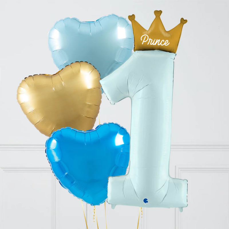 1st Birthday Prince Set Foil Balloon Bouquet
