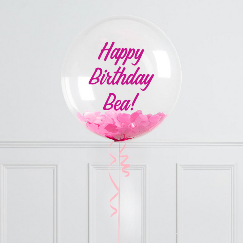 Pink Confetti Bubble Personalised Balloon