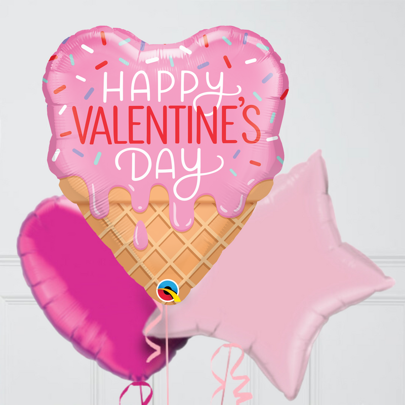 Valentine's Waffle Cone Supershape Foil Balloon Bouquet